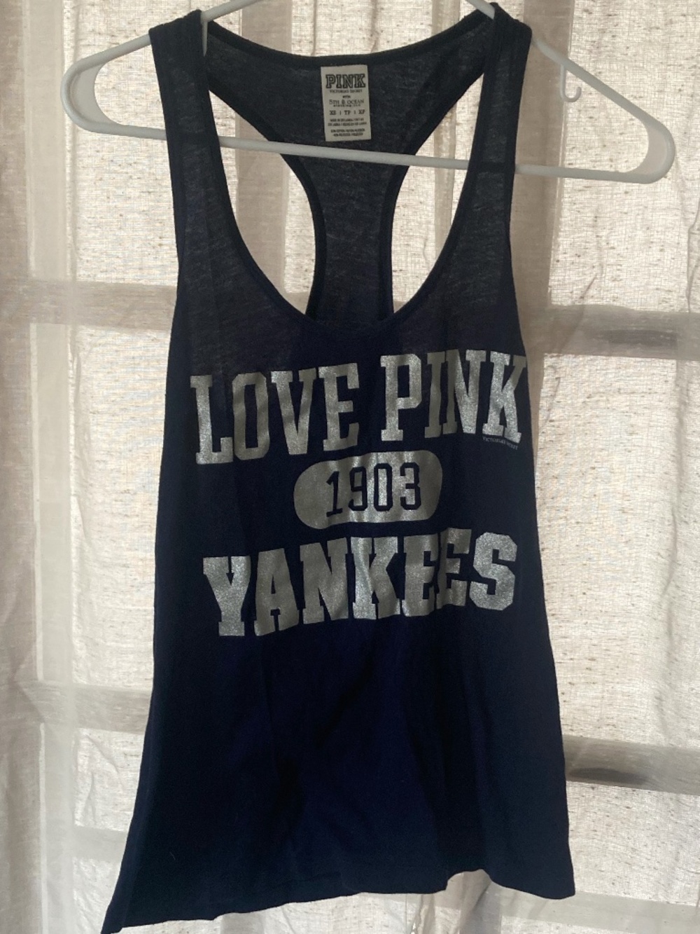 Victoria's Secret Pink 5th & Ocean New York Yankees Racer Back Tank Top XS